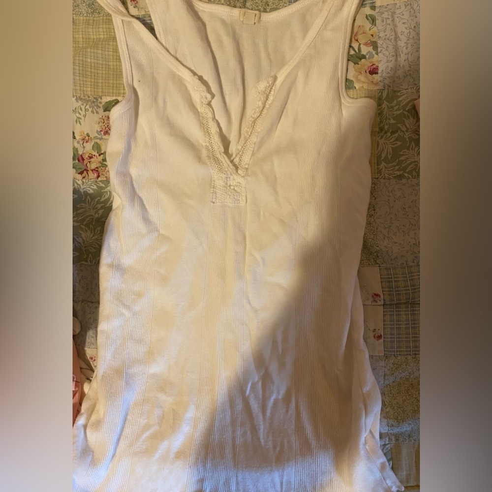 J. Crew Cotton Lace White Tank Top-Excellent Condition-Medium